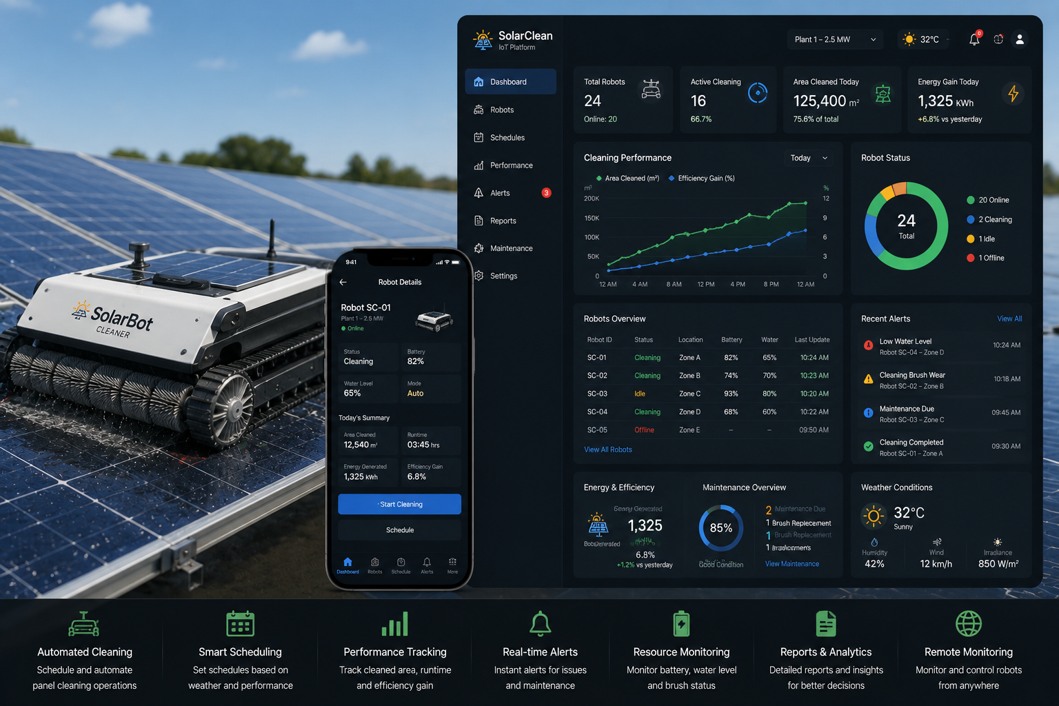 Solar Cleaning Robots